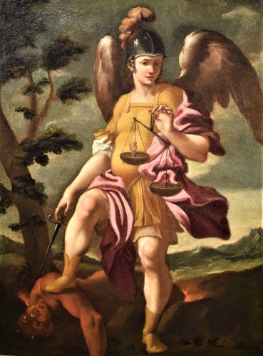 Saint Michael Archangel, Italian school end of 17th century - Paintings & Drawings Style Louis XIV